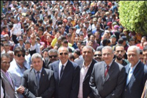 Benha University organizes a march to urge the citizens to participate in the presidential elections