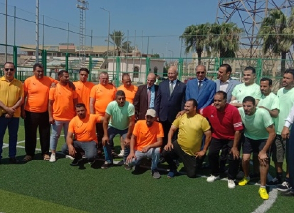 BU president commences the football tournament for Benha University&#039;s employees