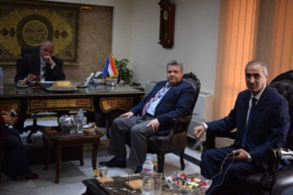 El-kady and Benha university delegation visit Qulubia security director to congratulate him on the police day